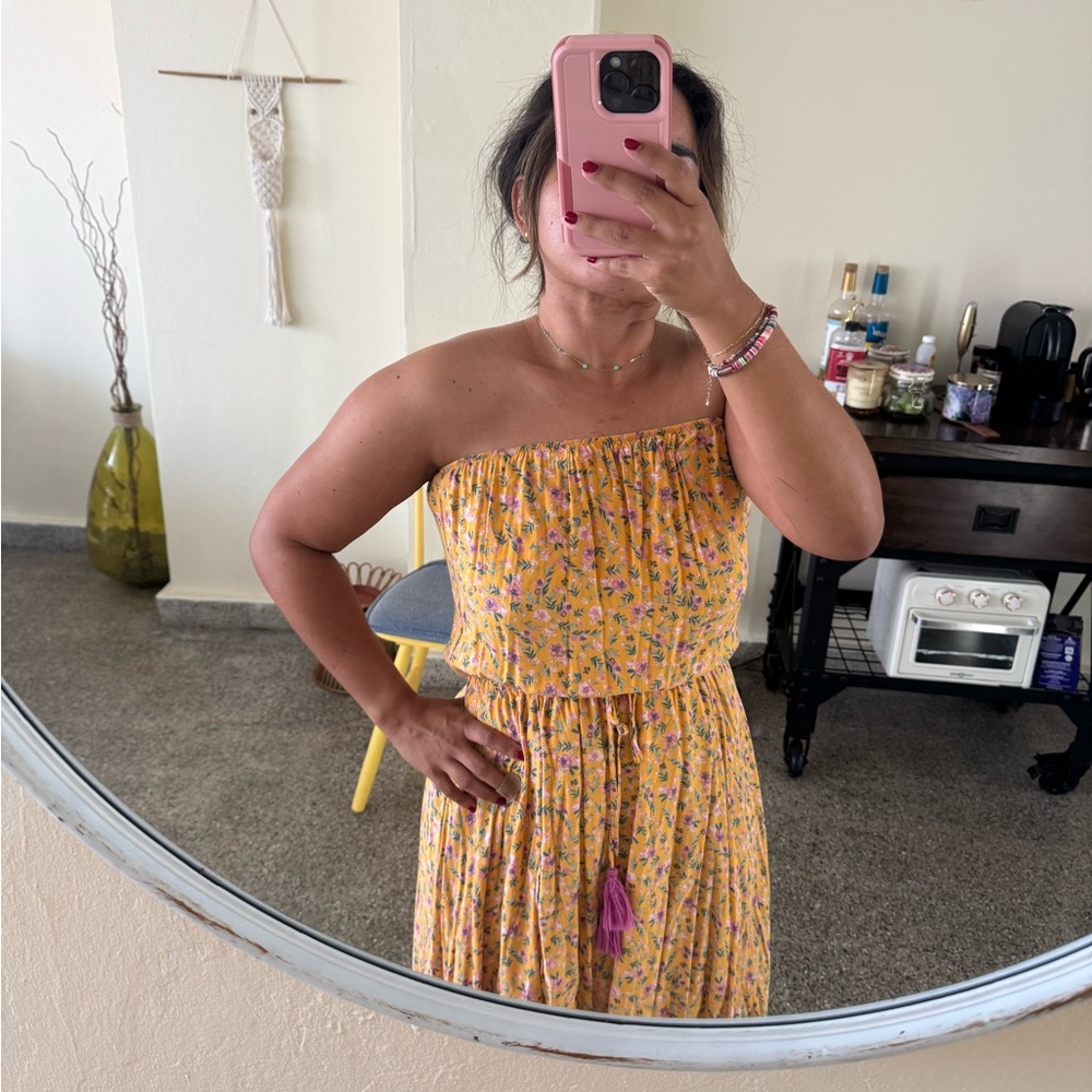Roxy Asymmetrical Yellow Floral Dress